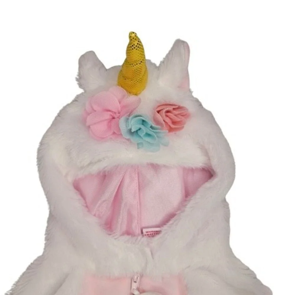 NWT Hooded Unicorn Costume Infant 3-6M White Pink Sparkle Horn Easter Dress-Up‎